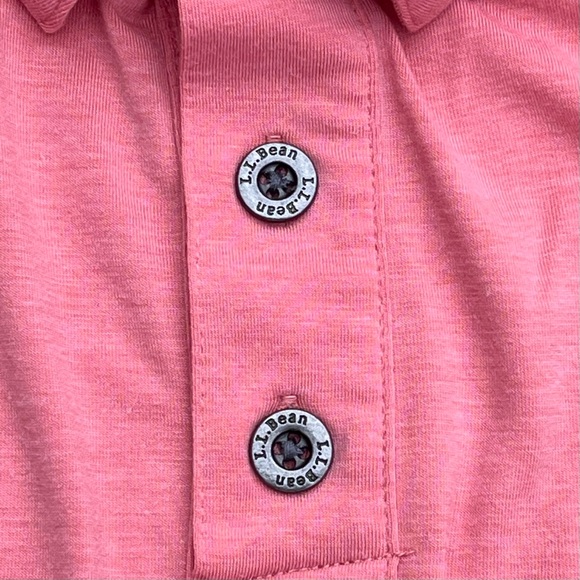 L.L. Bean Men’s Slightly Fitted Regular Large Salmon Color Button Collared Polo - Picture 3 of 7